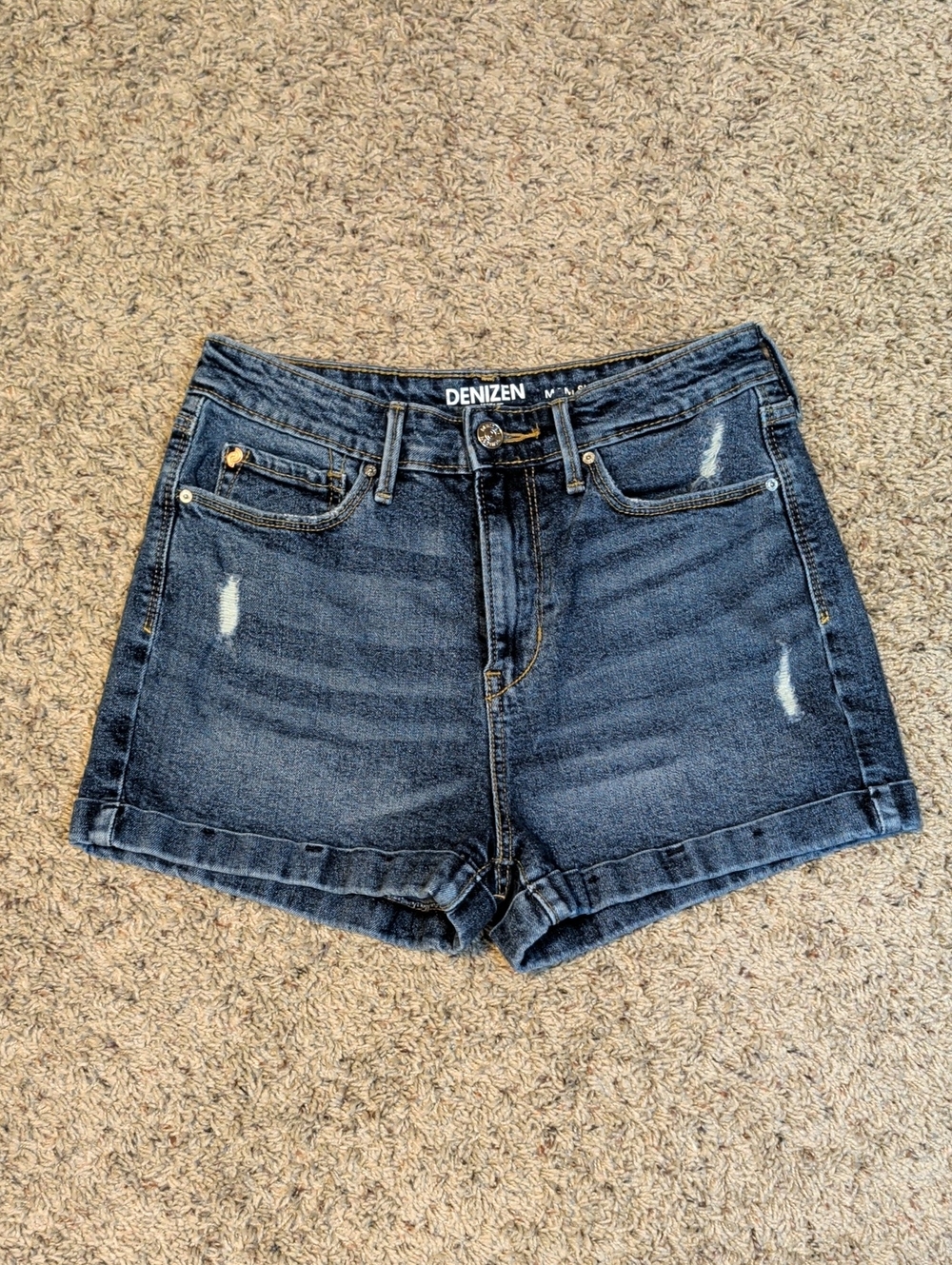 Denizen Levi's Mom Shorts Dark Wash Distressed High-Rise Denim Shorts W27